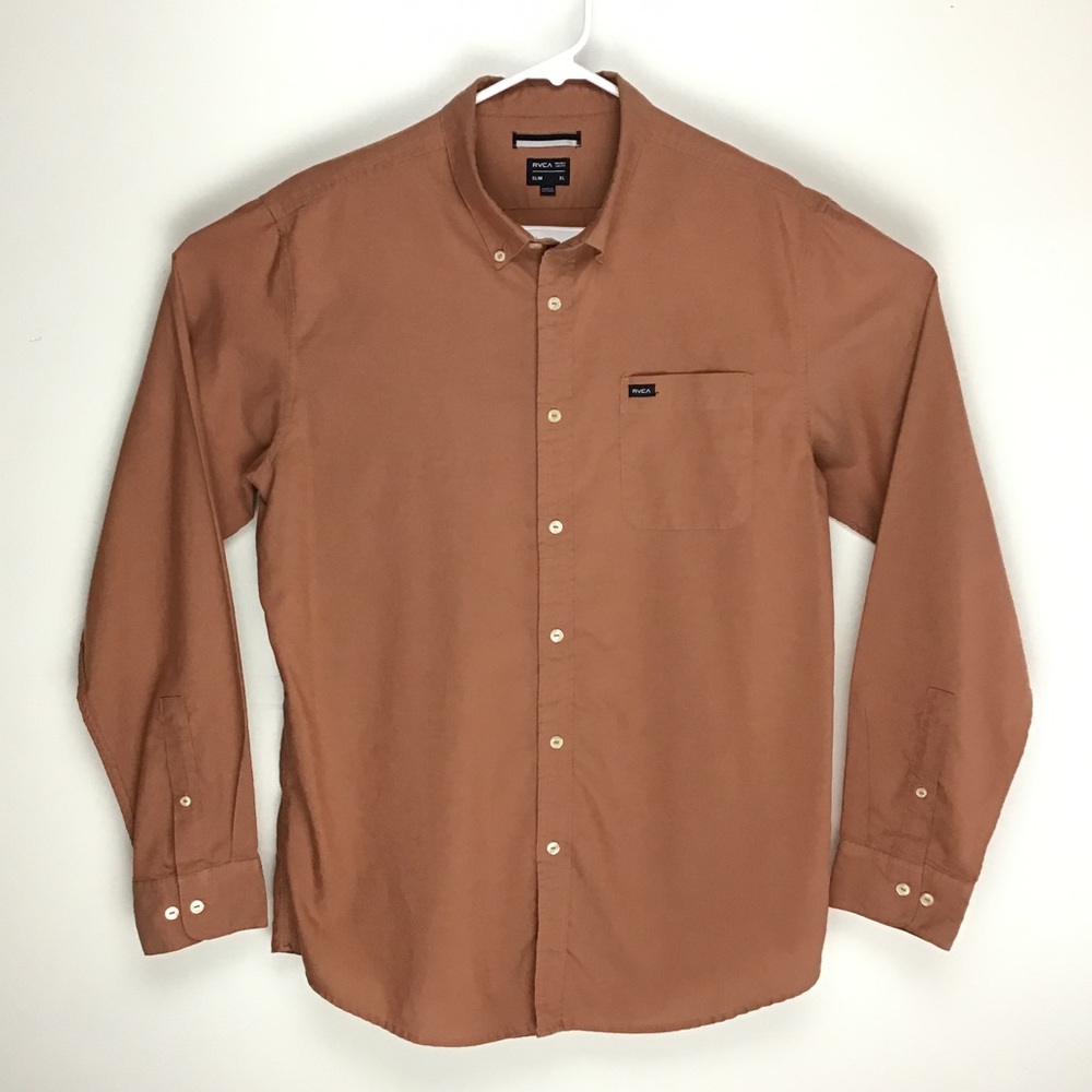 RVCA mens slim fit long sleeve button down casual shirt XL